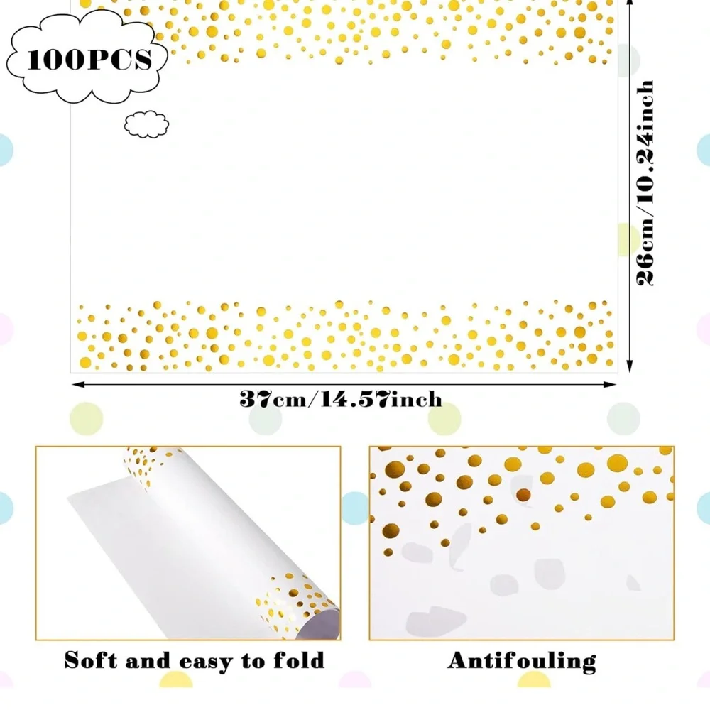 Telling 100 PCs gold papers mats for wedding, shower and birthday party